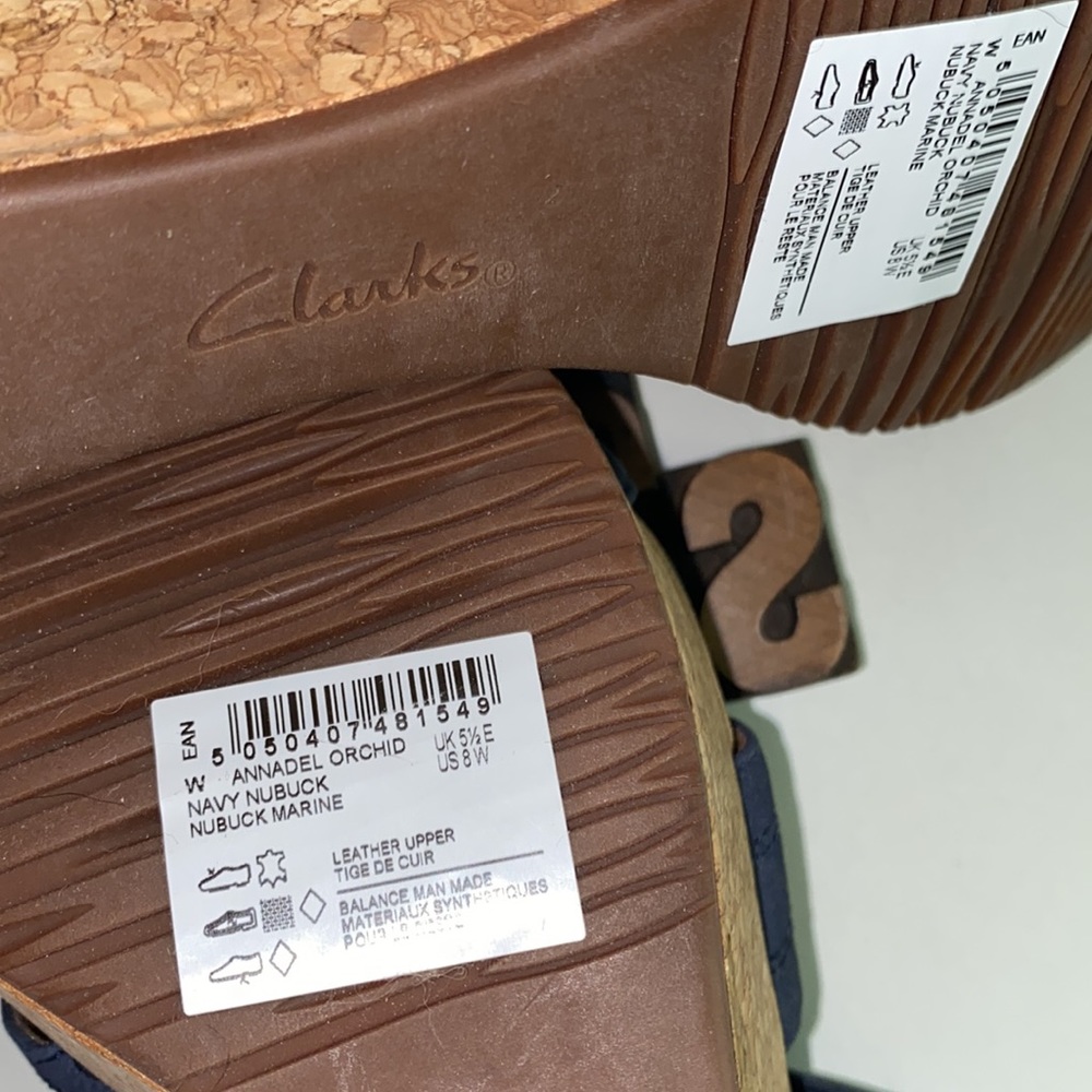 🆕CLARKS COLLECTION Women’s ‘Annadel Orchid’ Cork Platform in Navy Nubuck - Picture 3 of 10